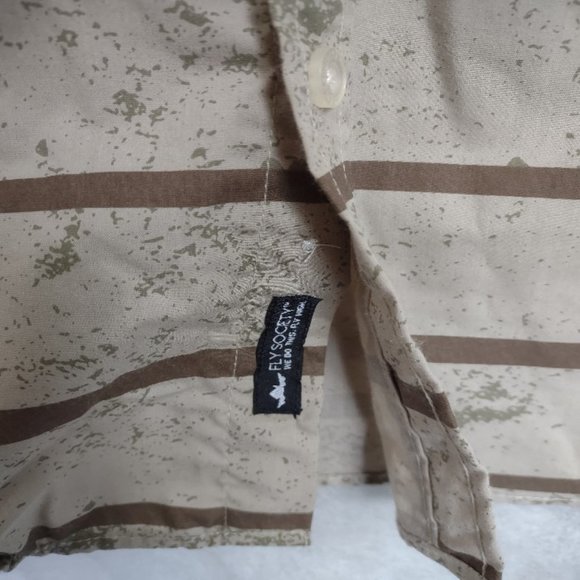 New Fly Society Tan Striped Button Up Shirt Size 5X - Picture 6 of 6